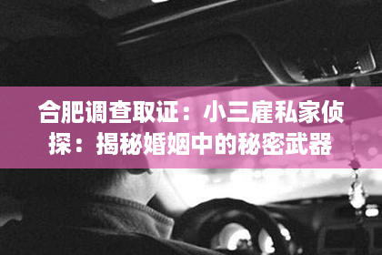 合肥调查取证：小三雇私家侦探：揭秘婚姻中的秘密武器