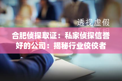 合肥侦探取证:私家侦探信誉好的公司:揭秘行业佼佼者 合肥侦探取证:私家侦探信誉好的公司:揭秘行业佼佼者