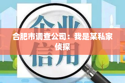 合肥市调查公司：我是某私家侦探