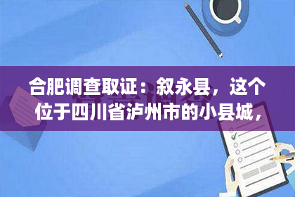 合肥调查取证：叙永县，这个位于四川省泸州市的小县城，历史悠久，风景秀丽。但在这里，你是否曾想过，如果需要私家侦探服务，叙永县有没有私家侦探所呢？今天，我就来给大家揭开这个谜底。