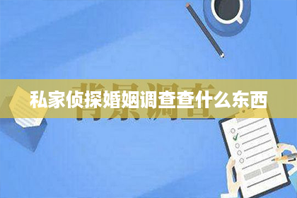 私家侦探婚姻调查查什么东西