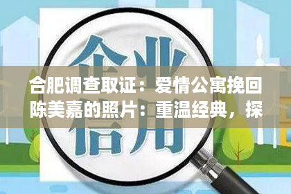 合肥调查取证：爱情公寓挽回陈美嘉的照片：重温经典，探寻爱情真谛