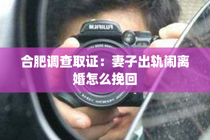 合肥调查取证：妻子出轨闹离婚怎么挽回