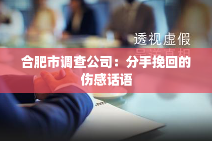 合肥市调查公司：分手挽回的伤感话语